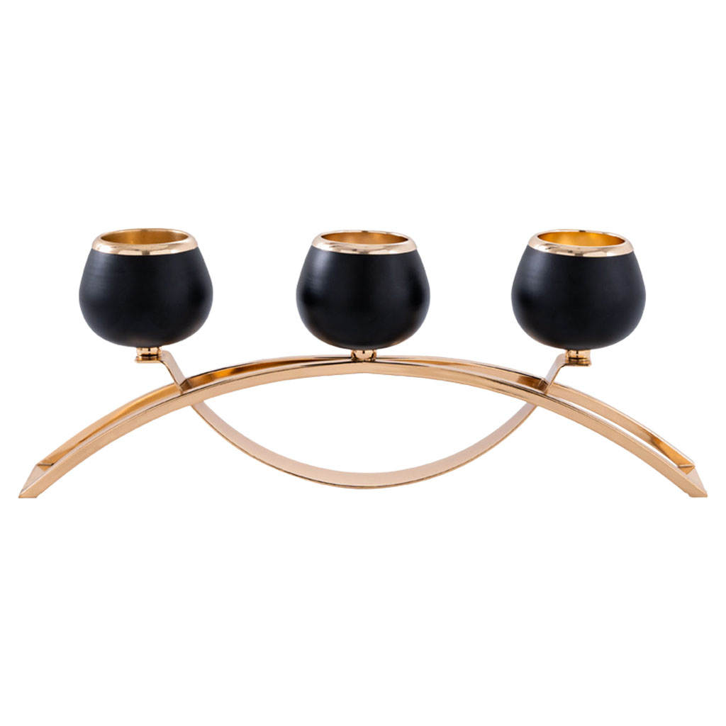 Metal Gold Plated Candle Holder Modern 3-Arms Candelabra For Wedding Prop Candlelight Dinner Hotel Home Decoration