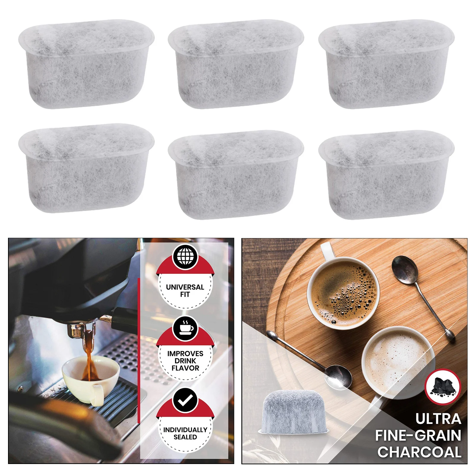 Set of 6 Activated Charcoal Water Filters for Cuisinart Coffee Makers All Models