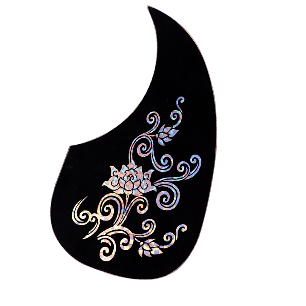 1x Acoustic Guitar Pickguard For Guitar Parts Replacement w/ Sliver Flower