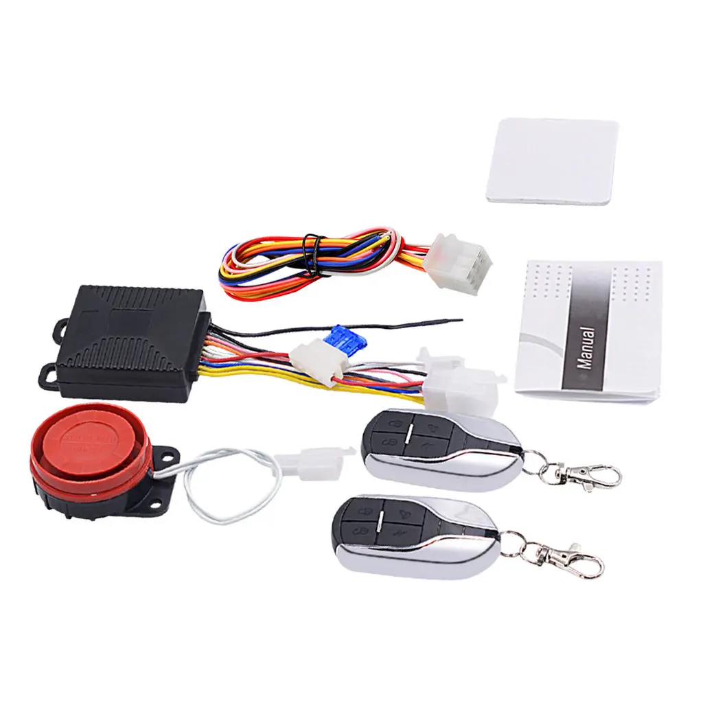 Set of Universal Motorcycle Motorbike Alarm System Immobiliser Remote Control Security