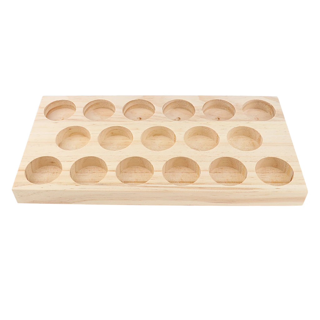 NATURAL WOOD Perfume Cosmetic Makeup Essential Oil Display Storage Organizer Rack Stand for 17 Pieces 30ml Vials