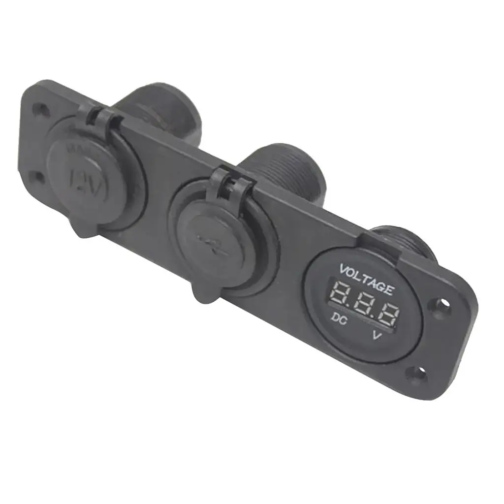 Car Vehicle Cigarette Lighter Socket 12V Dual USB Adapter Charger and Digital Voltmeter Multifunctional product