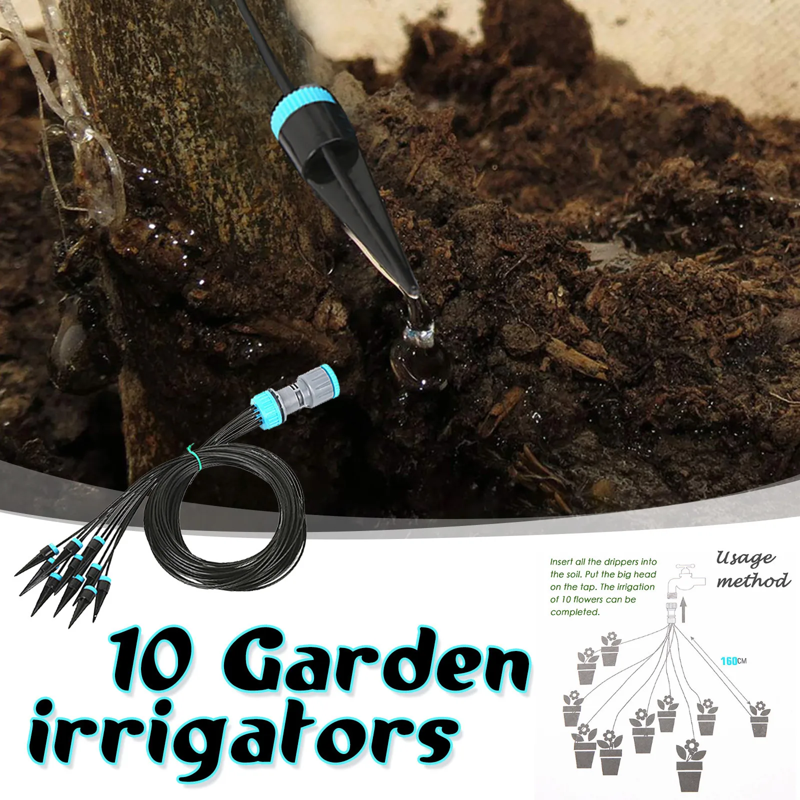 10 Head Drip Garden Bewässerungssystem Auto Watering Water Sickerungsgerät K8W4 