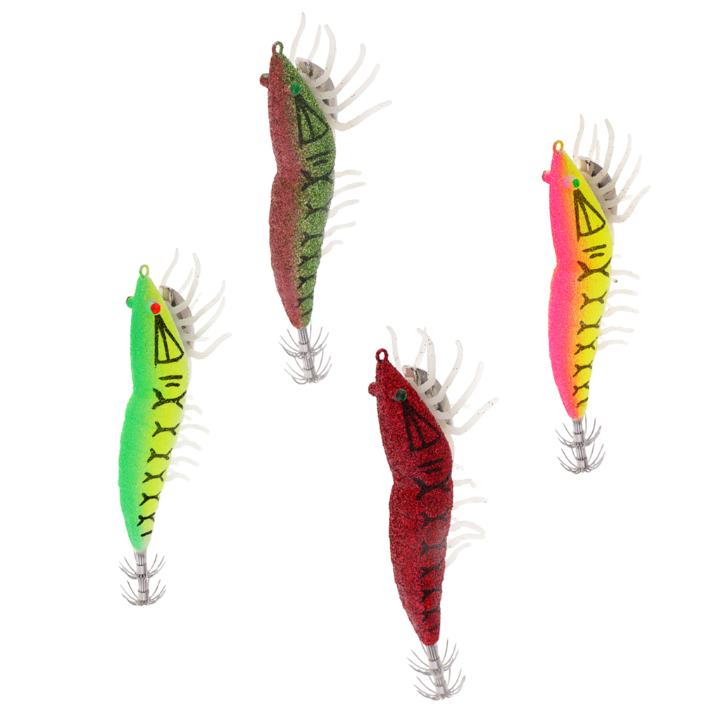 Glow In Dark Squid Jig Hooks Shrimp Fishing Lures With Luminous Soft Leg
