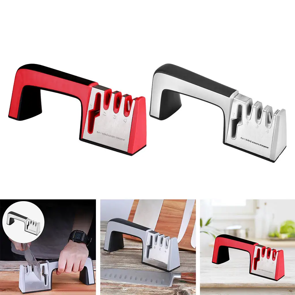 Pro Knife Sharpener 4 in 1 Accessories Rough/Fine Grinding Keep Sharp convenient Multifunction Grinder for Kitchen Household