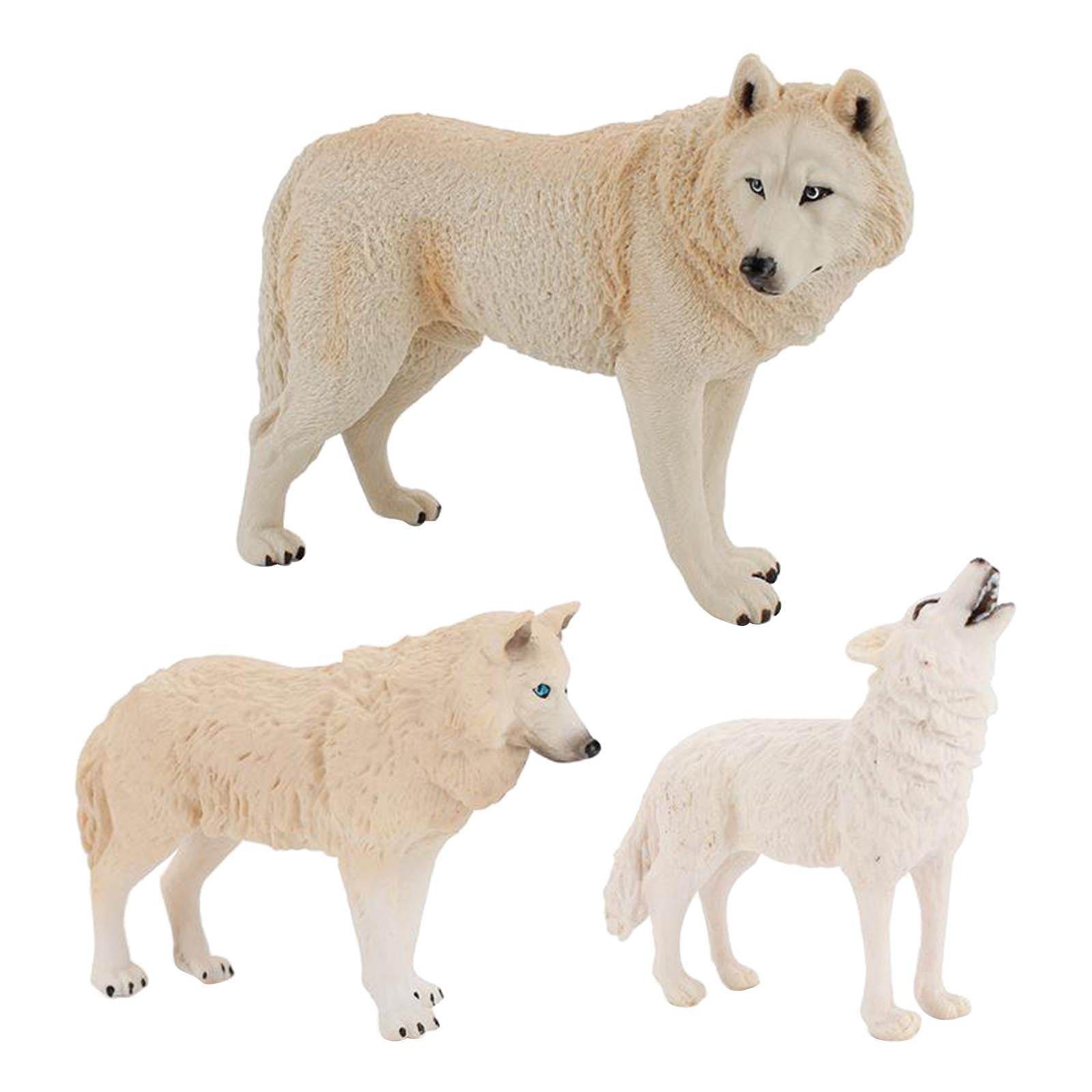Plastic Wolf Figures Free Standing Ornament Figurine Realistic Wild Animals