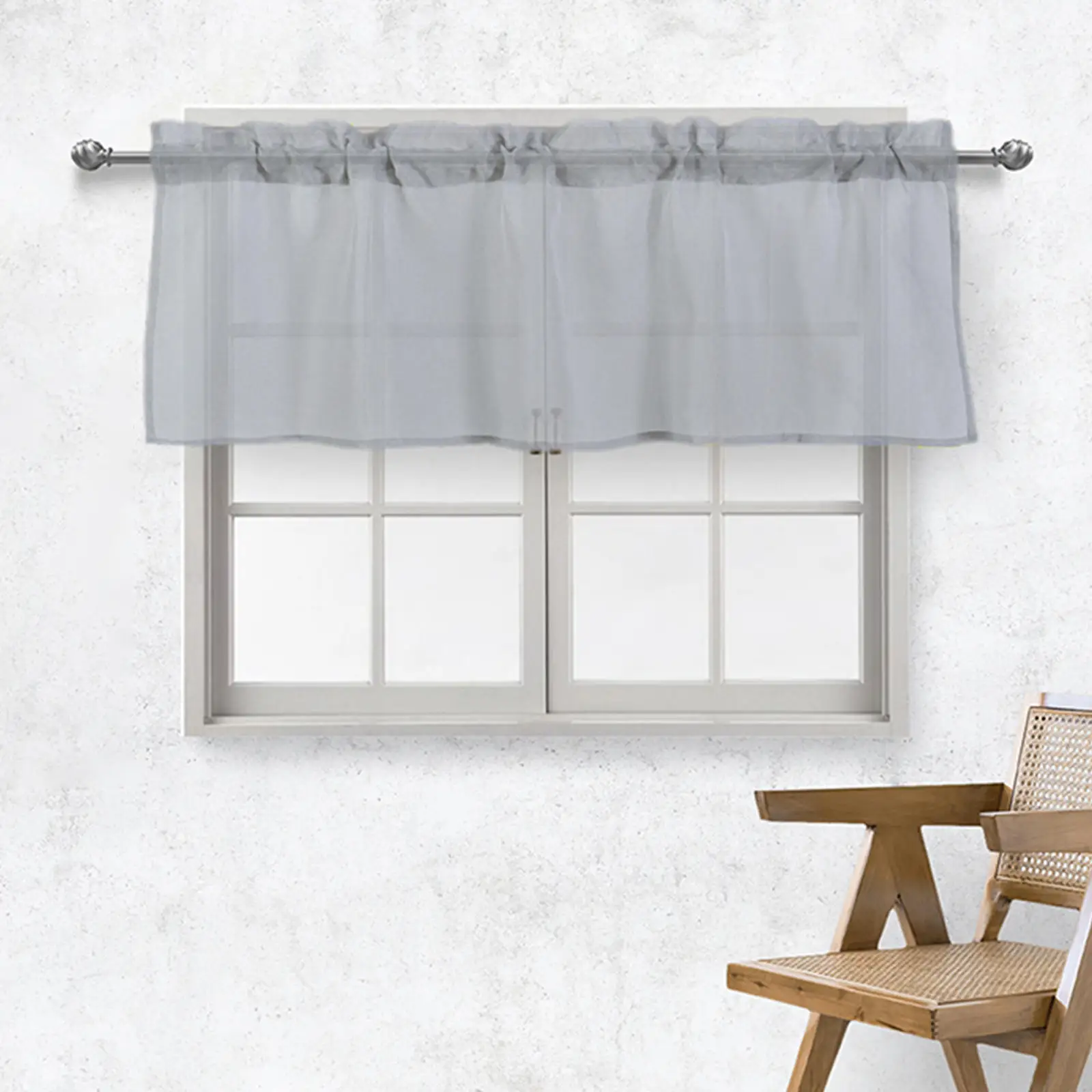 Valances Rod Pocket Straight Linen Short Curtains for Living Room Kitchen Bathroom