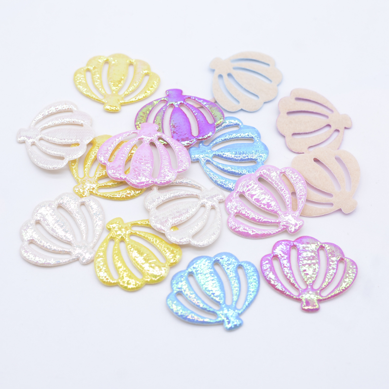 50 Stücke 28*25mm Bling AB Tuch Shell Applikationen Meerestier Patches für DIY Kleidung Hut Kopfbedeckung Bowknot bogen Dekor Zubehör – Detail 3