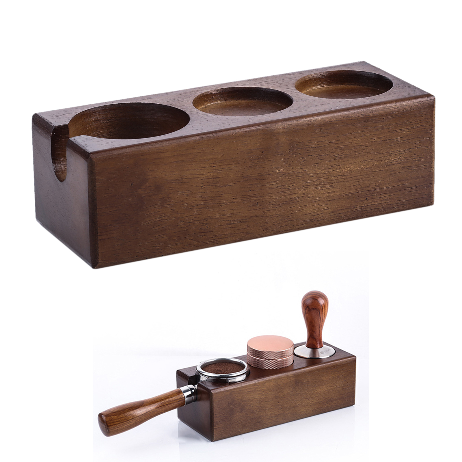 51/58MM Beech Wood Manual Coffee Tamper Holder Coffee Powder Maker Rack Tool Accessory Espresso Latte Art Pen Stand