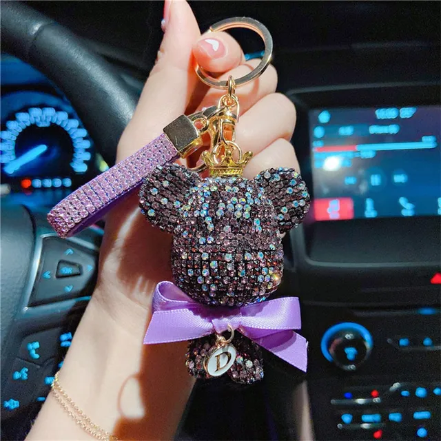 Click to Buy << Punk Studded Bear Keychains Chains Tassel Studds
