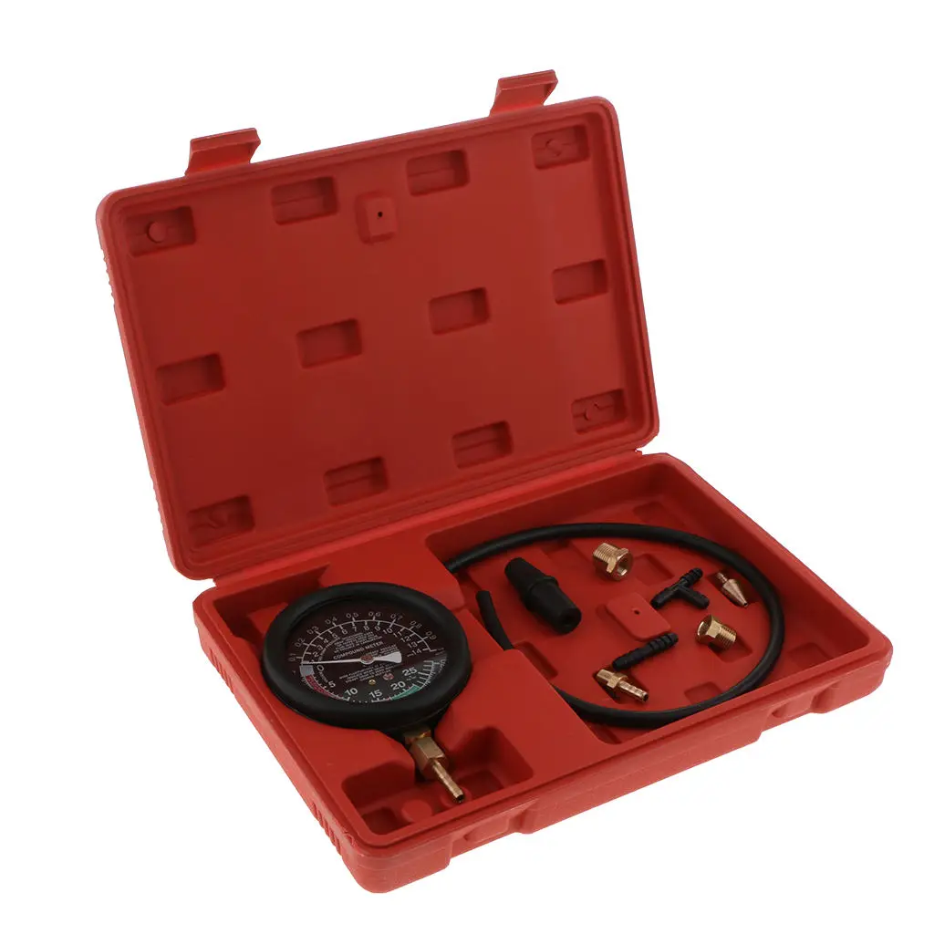 1 Set Fuel Vacuum Pump Pressure Tester Gauge Kit Carburettor Valve with Box Car Auto Repair Tools Kit