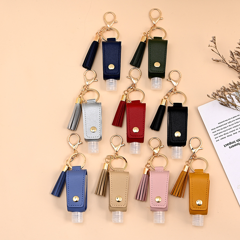 Best of 1PC 30ML Hand Sanitizer PU Protective Leather Case Keychain Disinfectant Health Tassel Pendant Refillable Bottle Containers Reviews & Tips