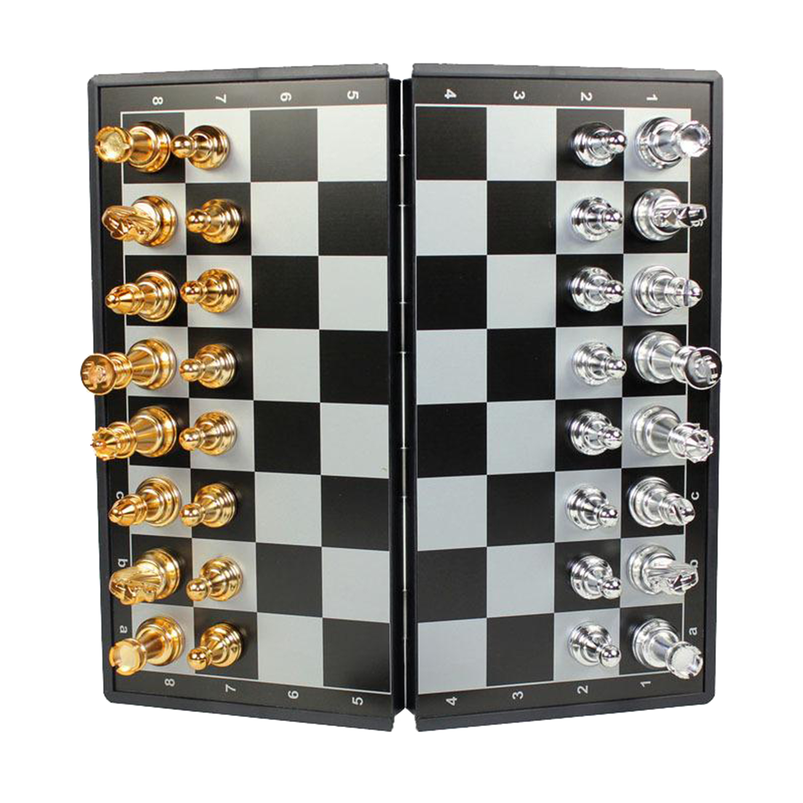 Metal Chess Set W/ Foldable Chessboard Travel Board Game Toy for Beginners