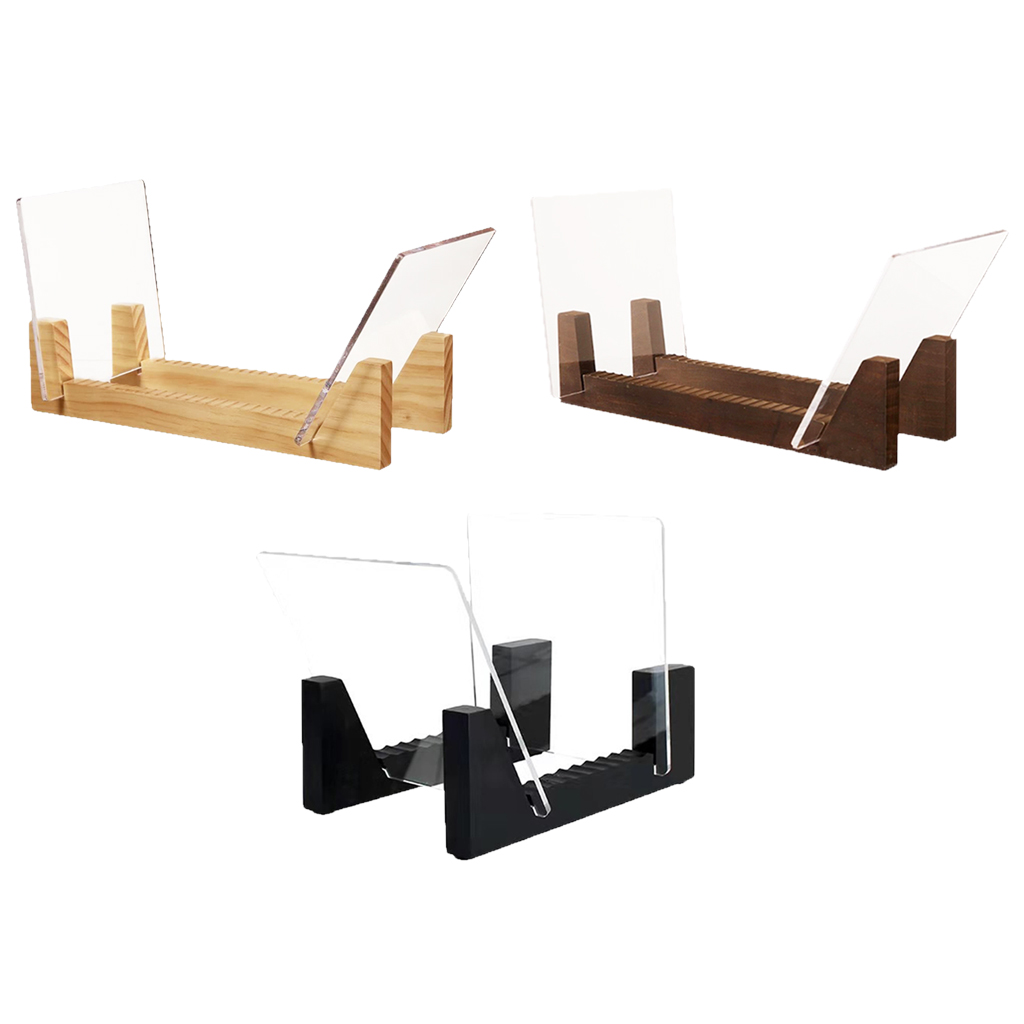 Modern Vinyl Record Storage Holder Solid Wood Stand Desktop Display Music Record Collection Holds Up To 10 DVDs