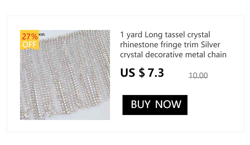Description Picture 4 of itemLong tassel crystal array droplets rhinestone fringe trim silver crystal decorative chain clothing accessories ML076