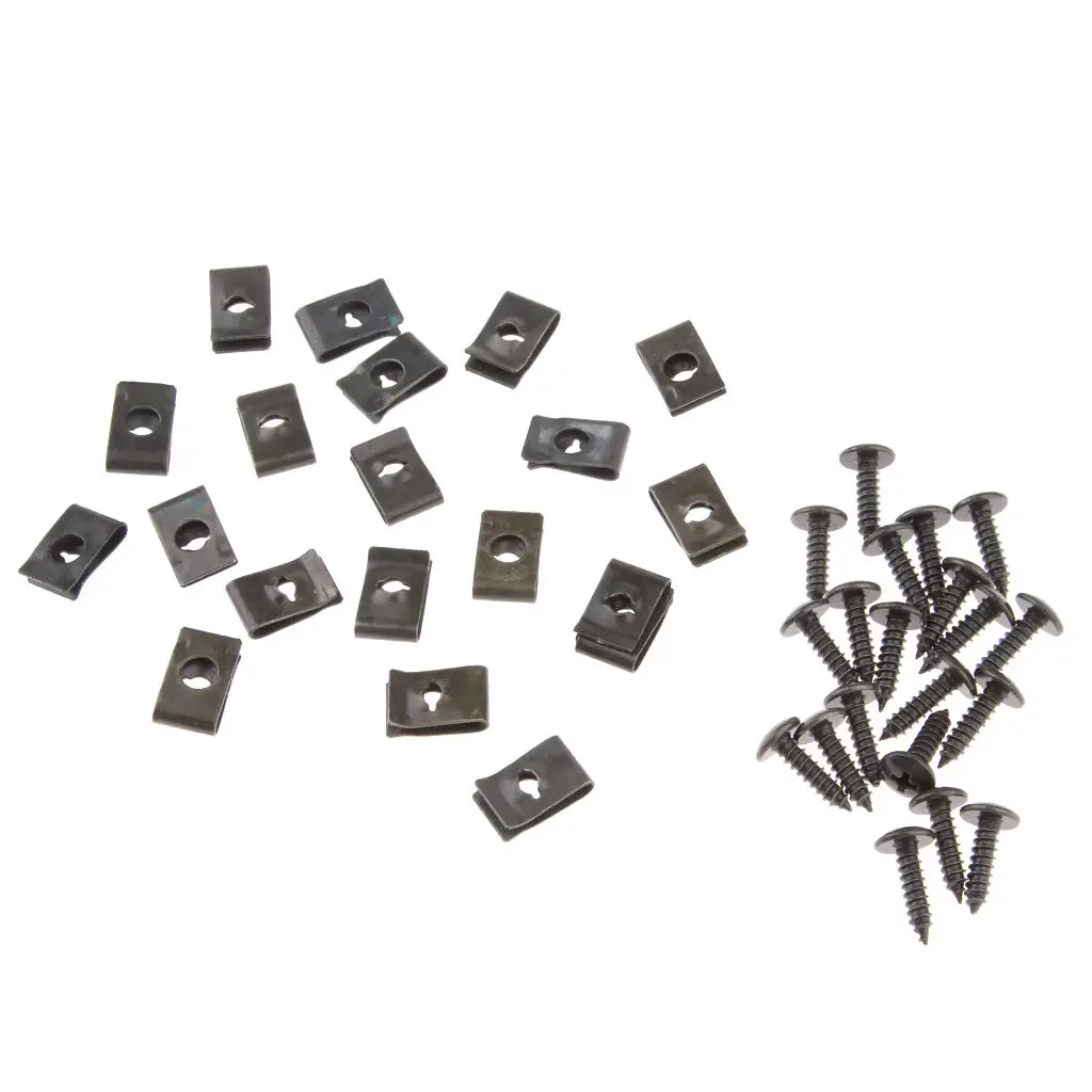 20x Motorcycle Scooter ATV Metal Fastener Rivet Retainers Screws And Clips