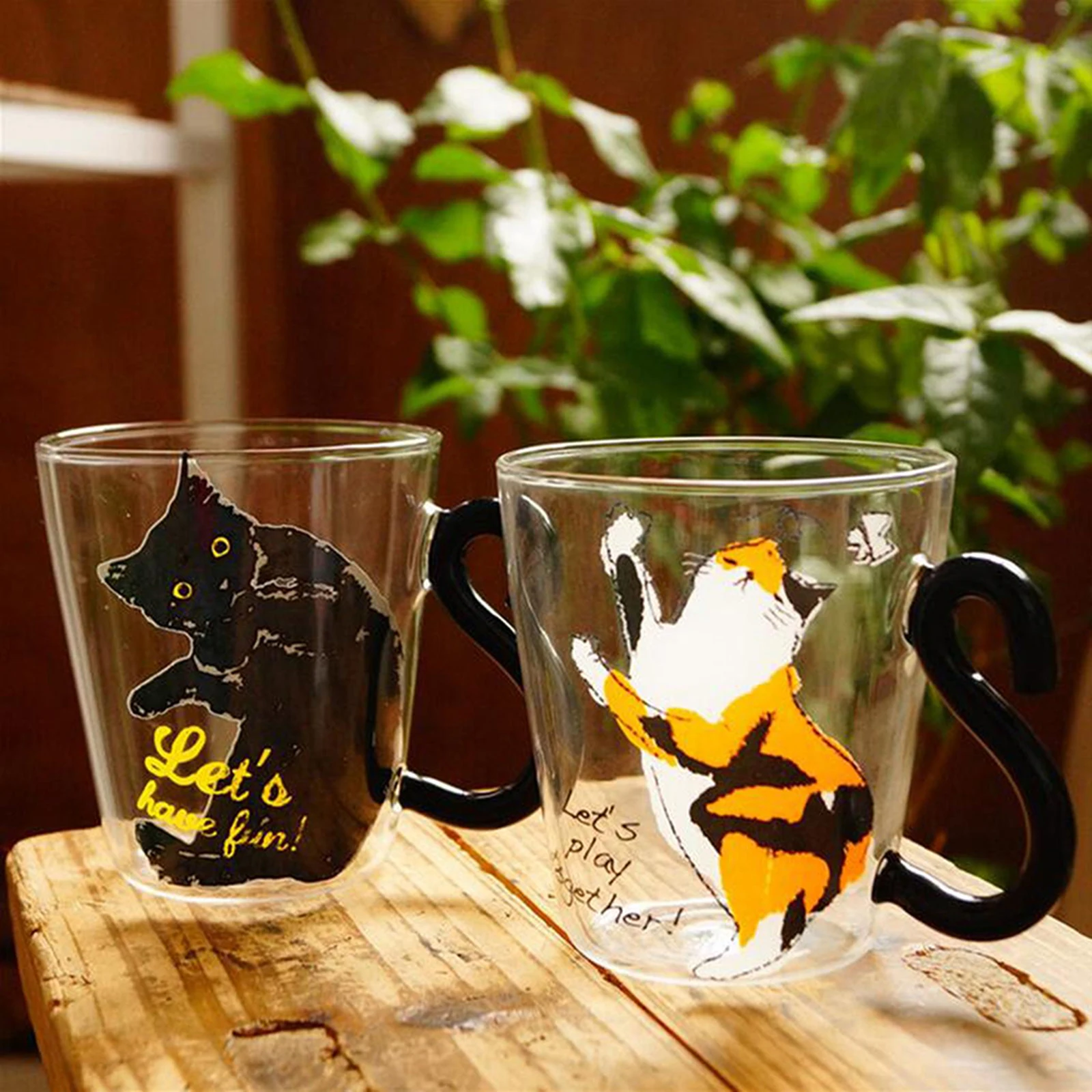 300ml Cat Glass Coffee Cup Coffee Tea Mug Milk Glass Juice Cup Friends Gift