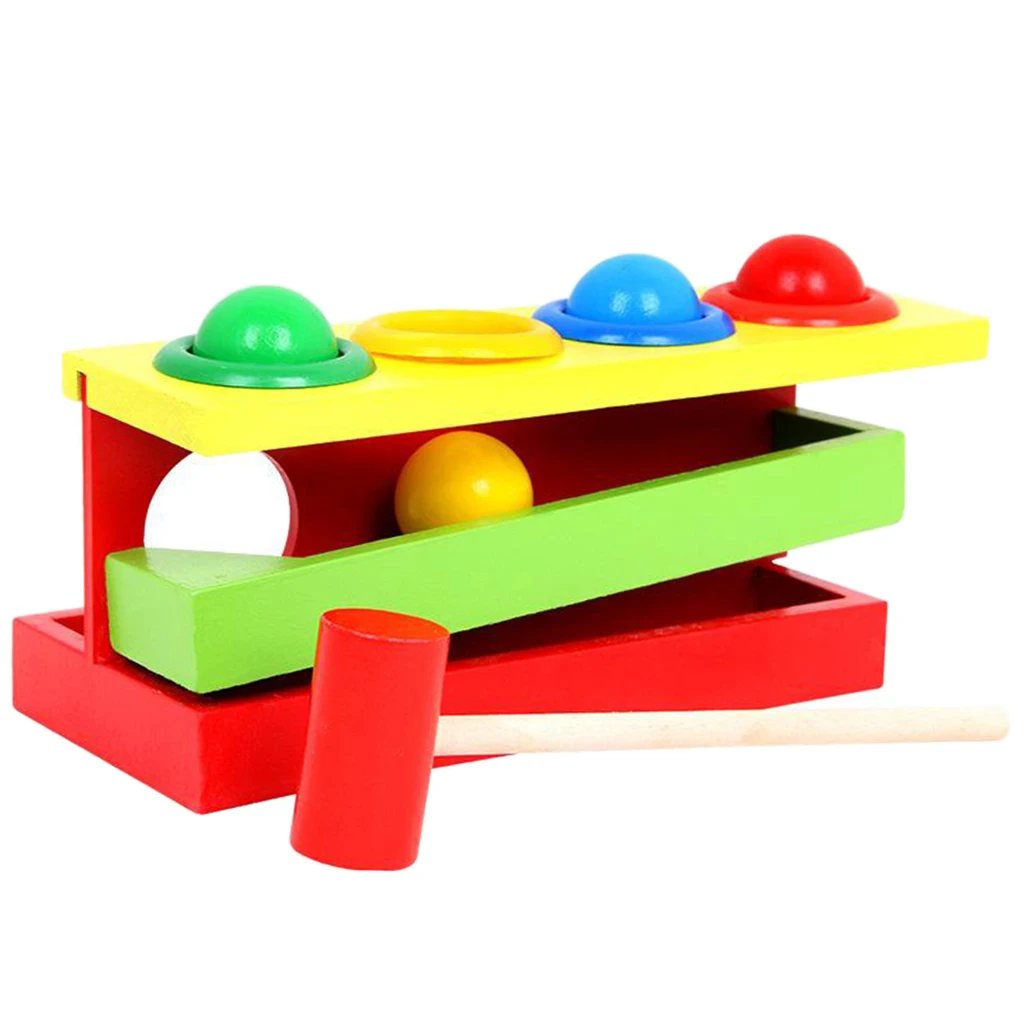 Toddler Wooden Knocking Ball Box Hammering Ball Educational Montessori Toy
