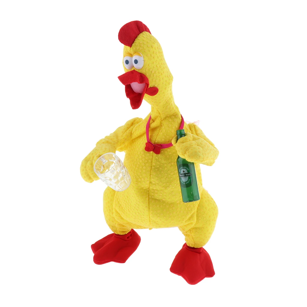 Funny Beer Drunken Chicken Electric Plush Animal Baby Toy Screaming, Singing,