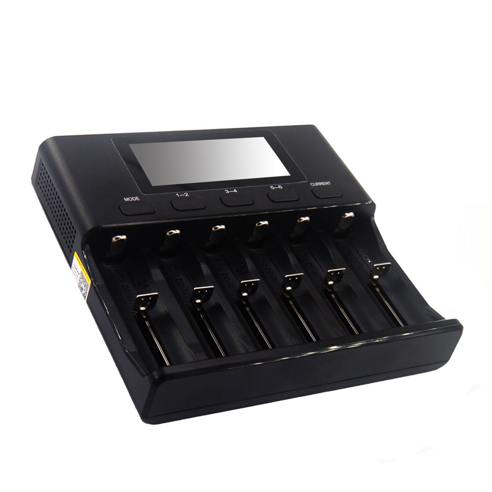 Plastic 6-Slot 18650 Battery Charger for 18350 32650 AA AAA Li-ion LiFePO4 Ni-MH Batteries Car-Polarity Detection EU Plug Black