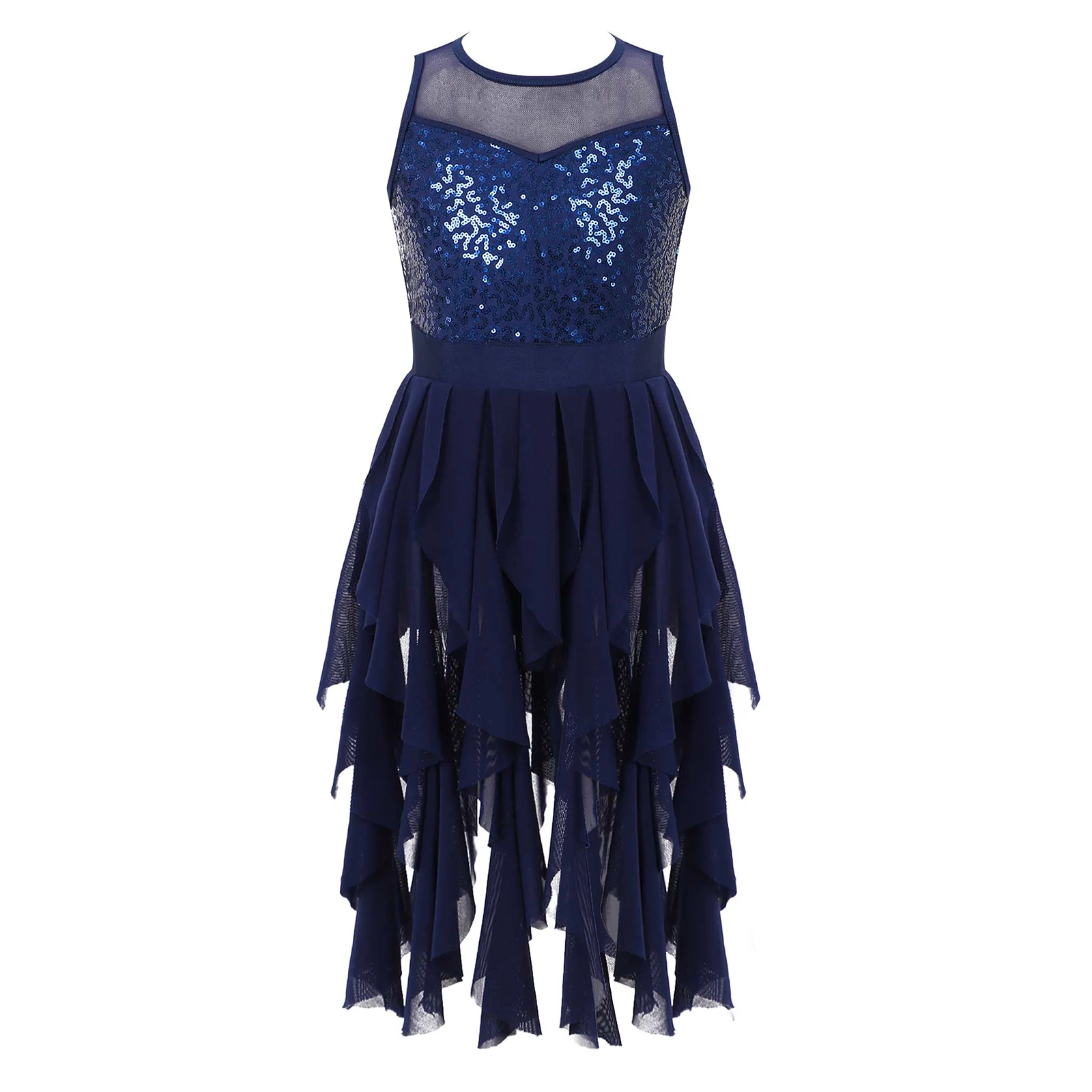 HJ07# Fringe Latin Dance Costume Sleeveless Sequins Ballroom Dress 5 Colors 