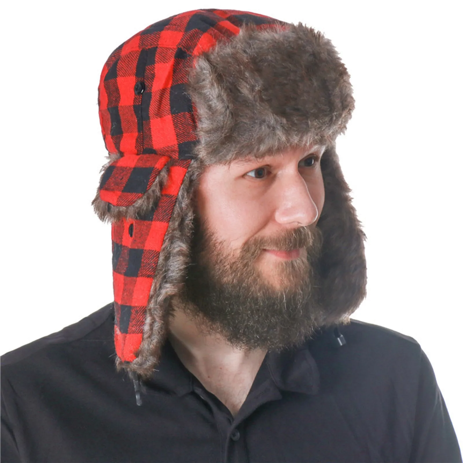 mad bomber trapper hat mens Winter Hats for Mens Bomber Hat Fur Red Warm Earflap Cap Windproof Women Thicker Plaid Russian Ushanka Lei Feng Hat Ski Snow Cap navy blue bomber hat
