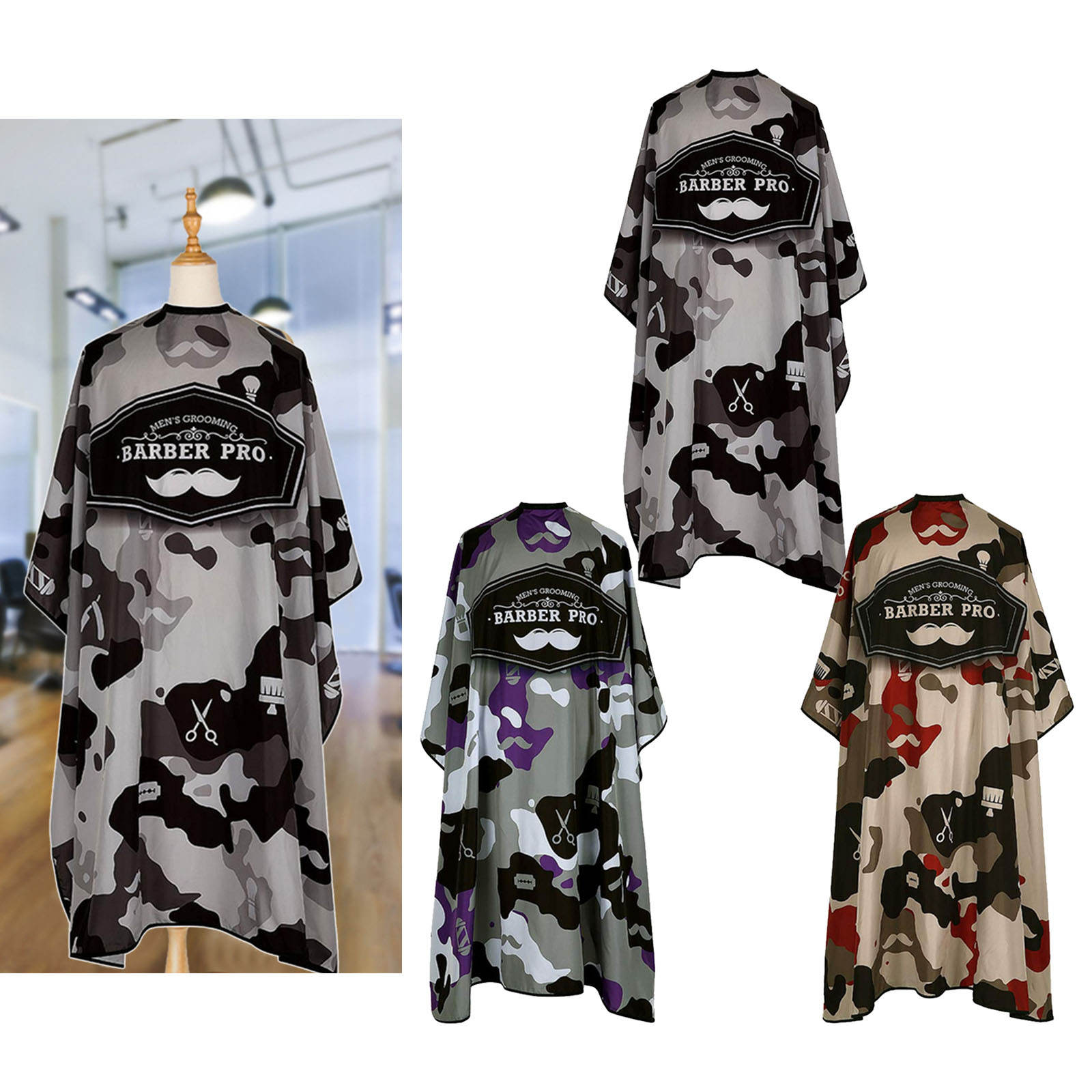 Barber Cape Professional Camouflage Large Cloth Gown Salon Cape for Hair Styling Hair Cut Hair-Cutting Men Women Unisex