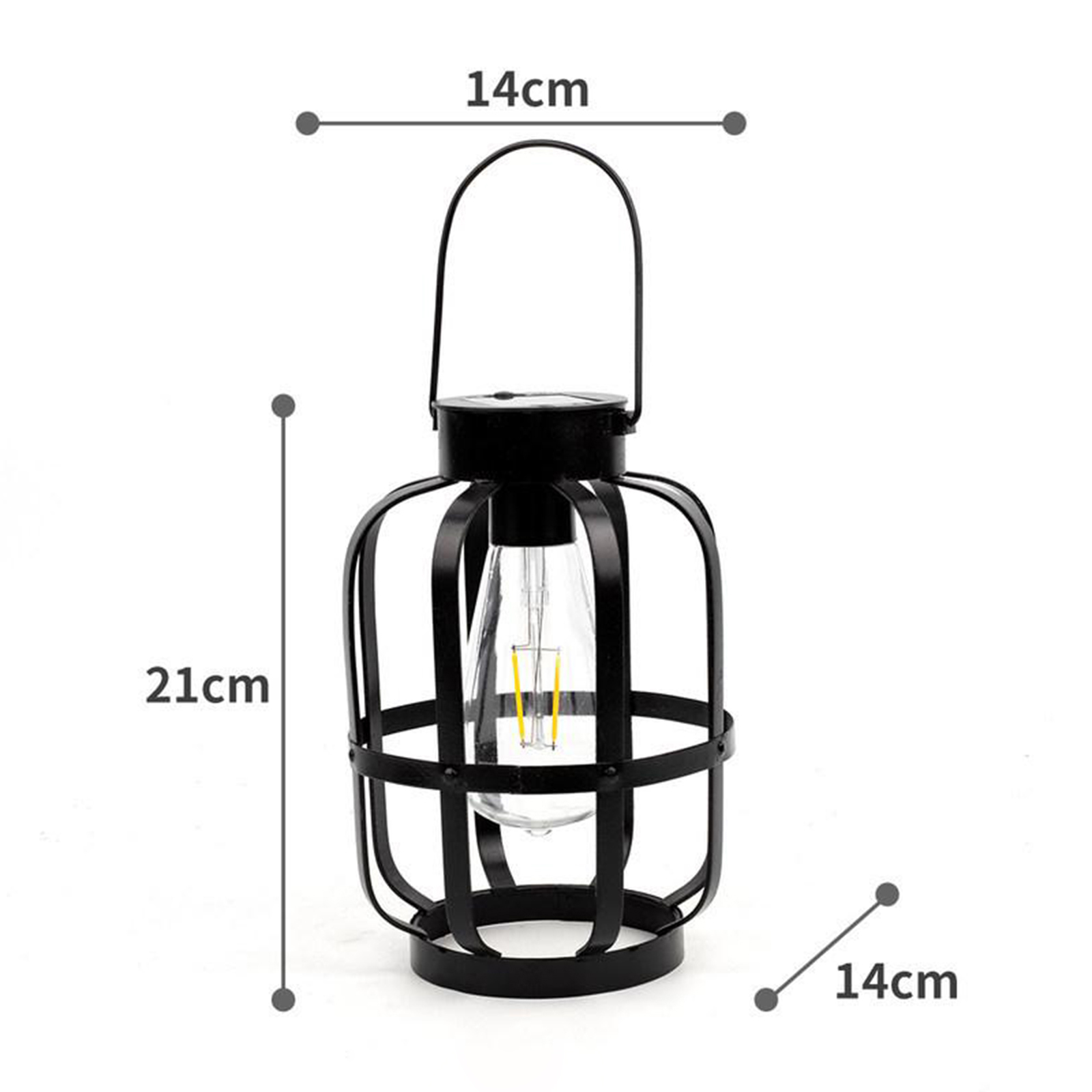 Solar Lantern Lamp Hanging Metal Outdoor Lights with Bulb for Yard Backyard