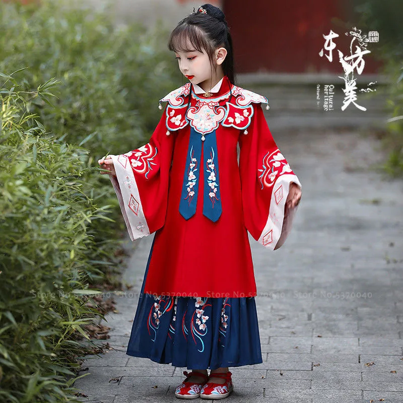 One Size Girl Red and Blue Dress Costume for Kids 