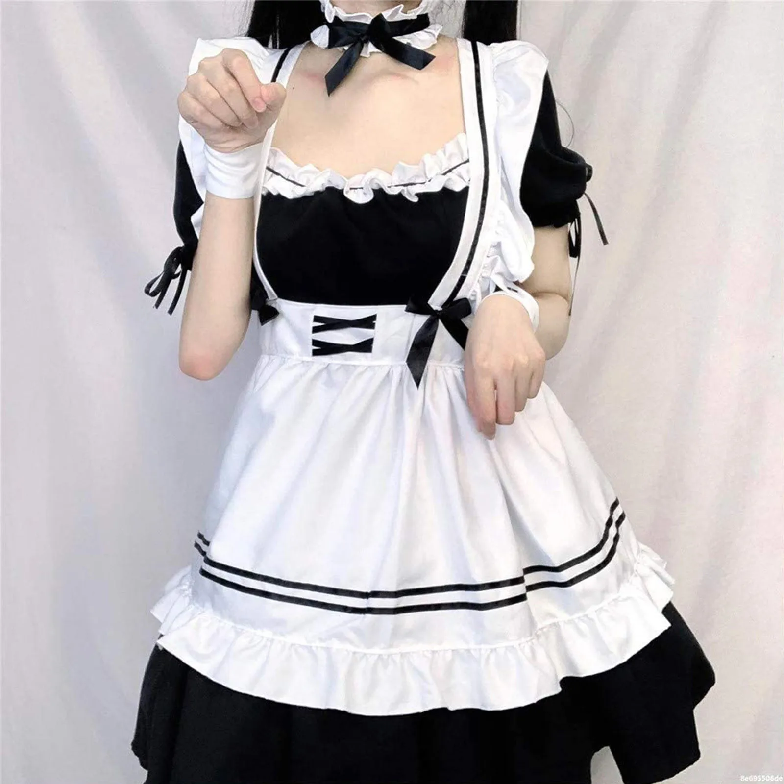 2022 Black Cute Lolita Maid Costumes Girls Women Lovely Maid Cosplay Costume Animation Show Japanese Outfit Dress Clothes