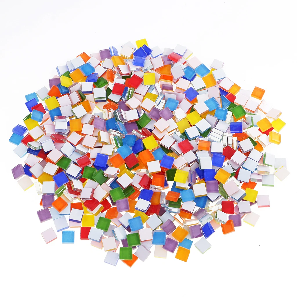 390 Pieces Assorted Color Square Glass Mosaic Tiles for DIY Mosaic Making Crafts 10x10mm