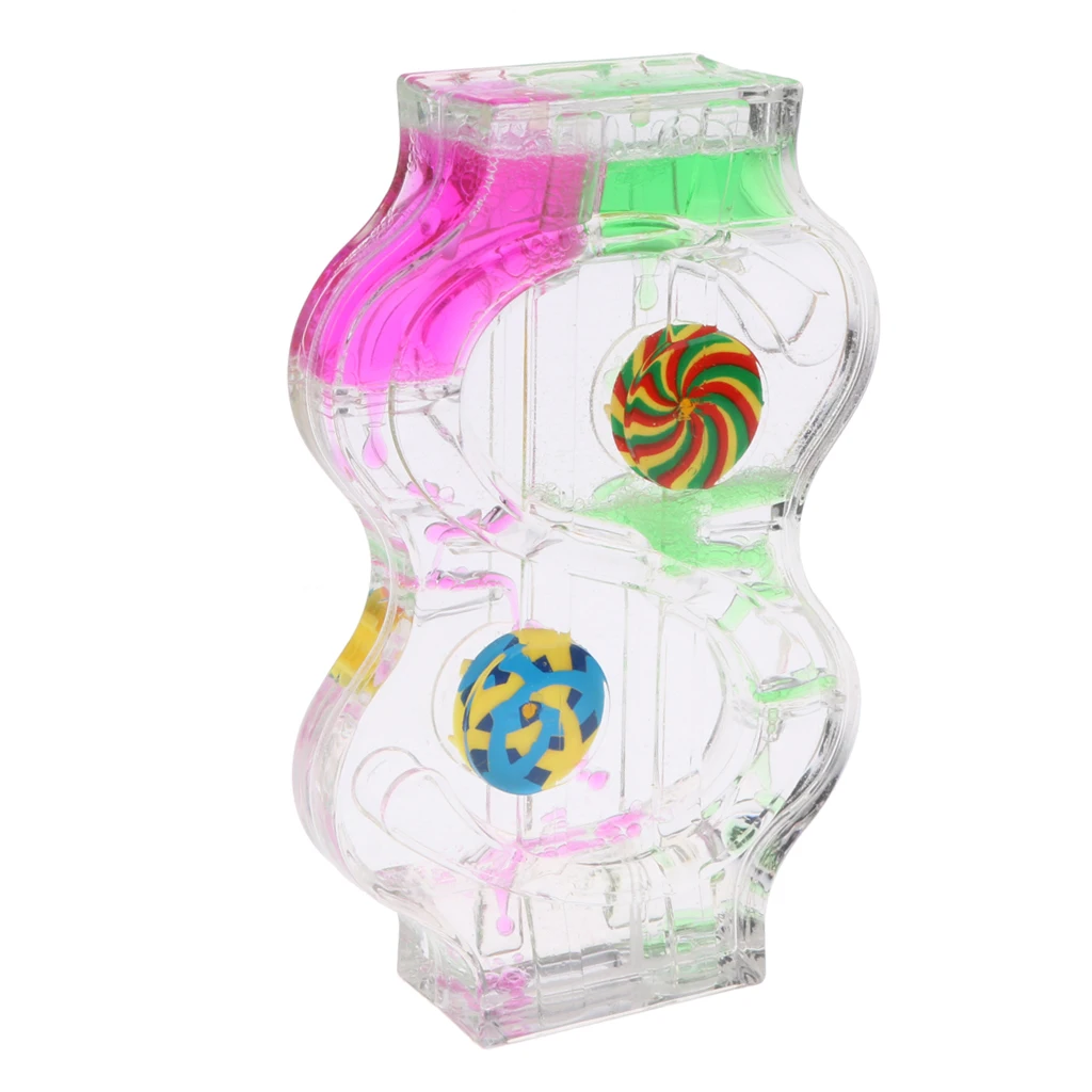 S Shape Floating Colored Oil Liquid Motion Visual Hourglass Timer Ornament