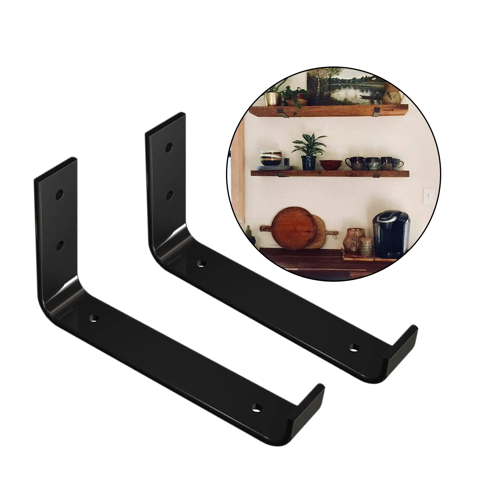 Rustic L-shaped Shelf Brackets Heavy Duty Art Triangle Wall Bracket Support Farmhouse Wall Mount Bar Black