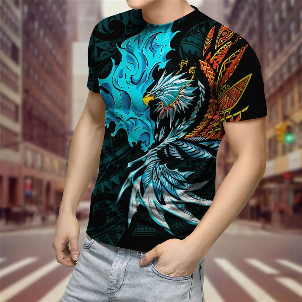 HX полинезийские футболки с 3D рисунком полинезийского племенного орла футболки из полиэстера спортивная одежда Харадзюку мужская одежда - купить по выгодной цене