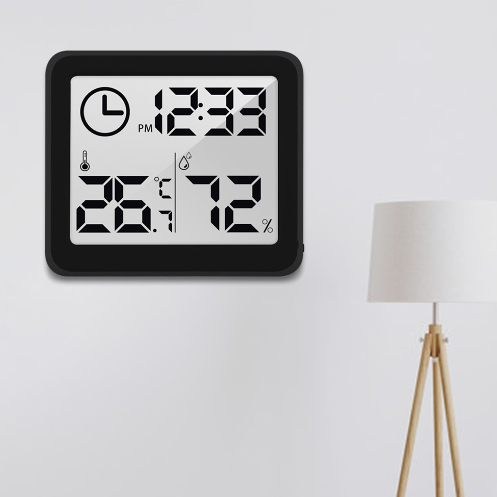 Compact Indoor Desktop Digital Clock Easy to Read Thermometers Hygrometer