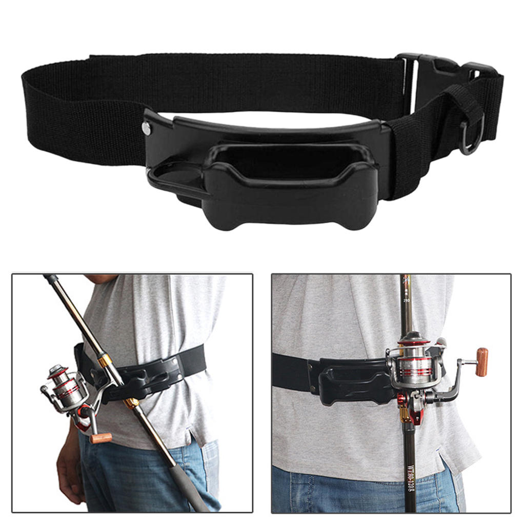 Support Harness Equipment Black Waist Pole Holder Equipment with Hook for Father Outdoor Lure Fishing Men