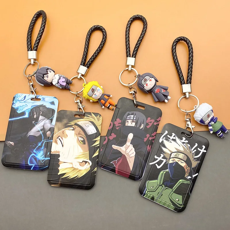 Anime Naruto Card Holder Case Keychains Accessories Retractable Credit Bank ID Bus Cover Card Sleeves Christmas Children Toys