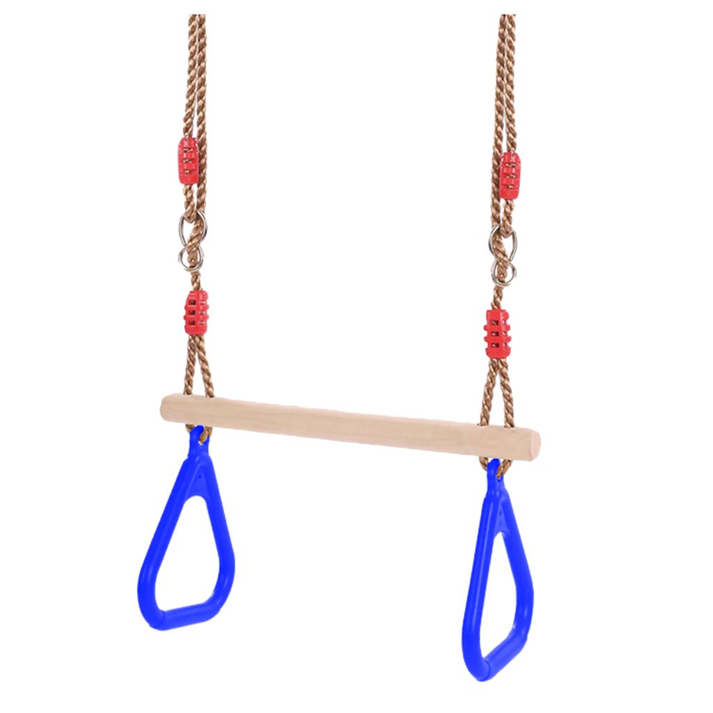 Wooden Trapeze Swing with Rings for Indoor Outdoor Yard Garden Play Toys