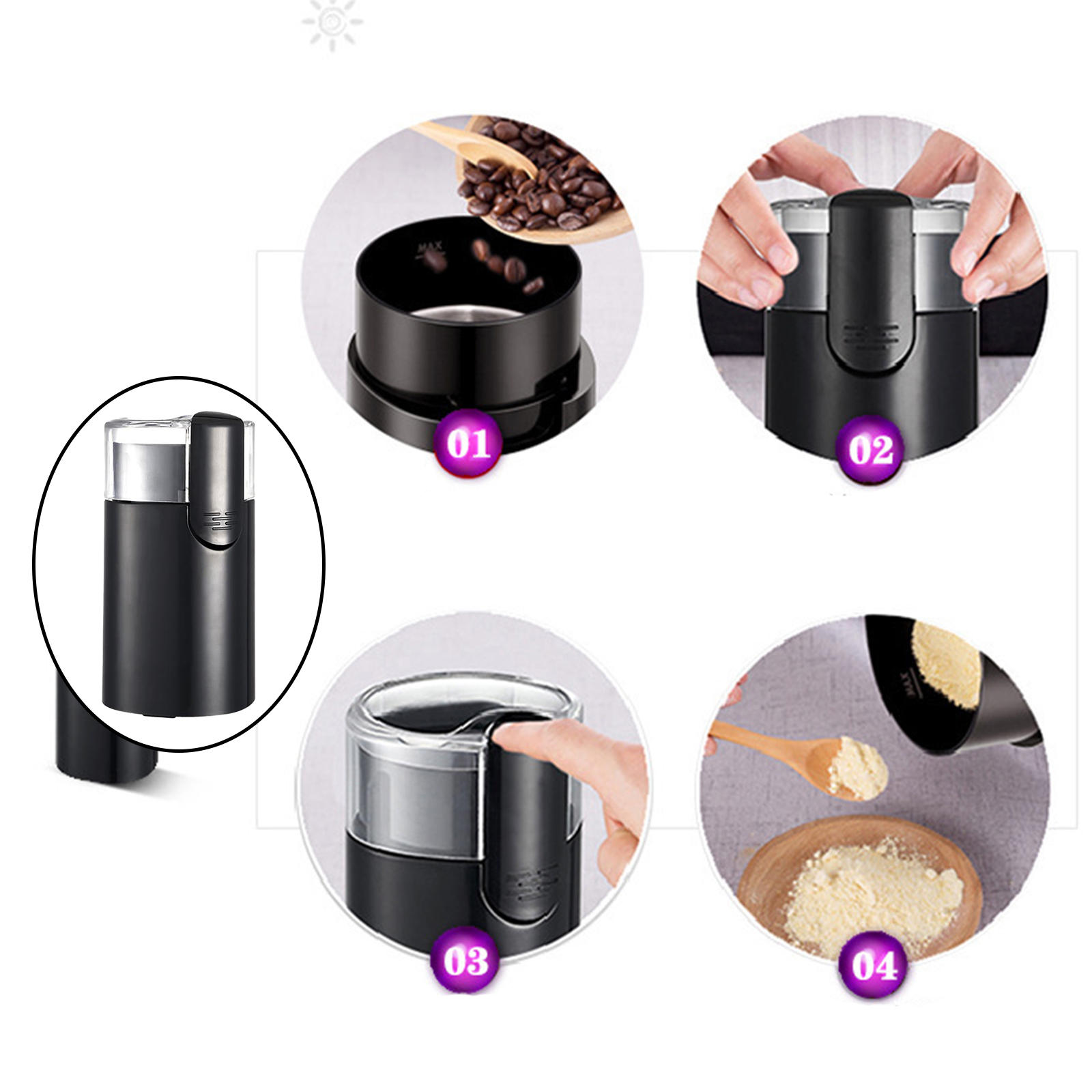 Electric Coffee Bean Grinder Small 150W Spice Grinder for Dry Herb Grains Spices