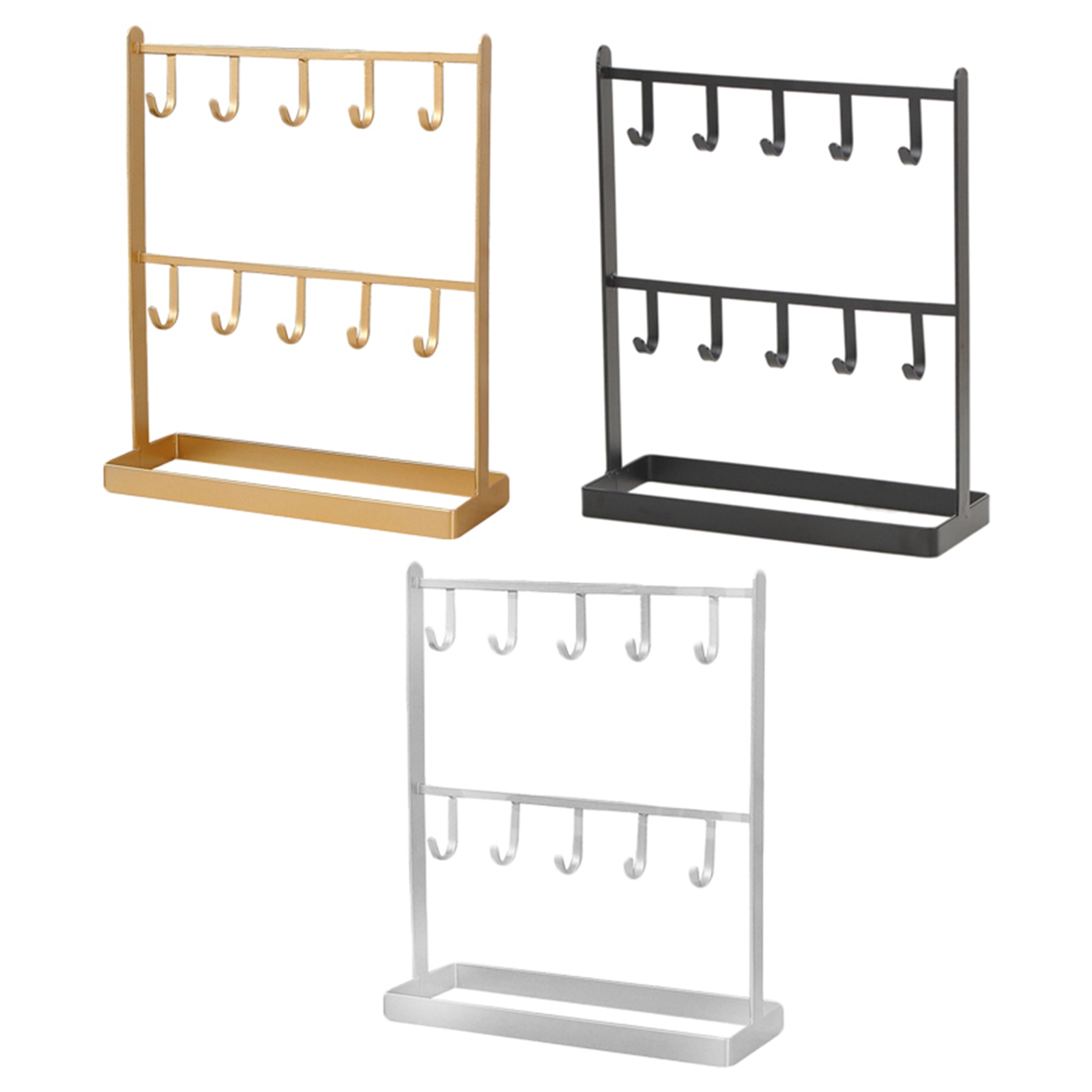 Jewelry Stand Metal Necklace Organizer Display, Bracelet Earrings Holder Free Standing Tabletop Countertop with Hooks Rack Gift