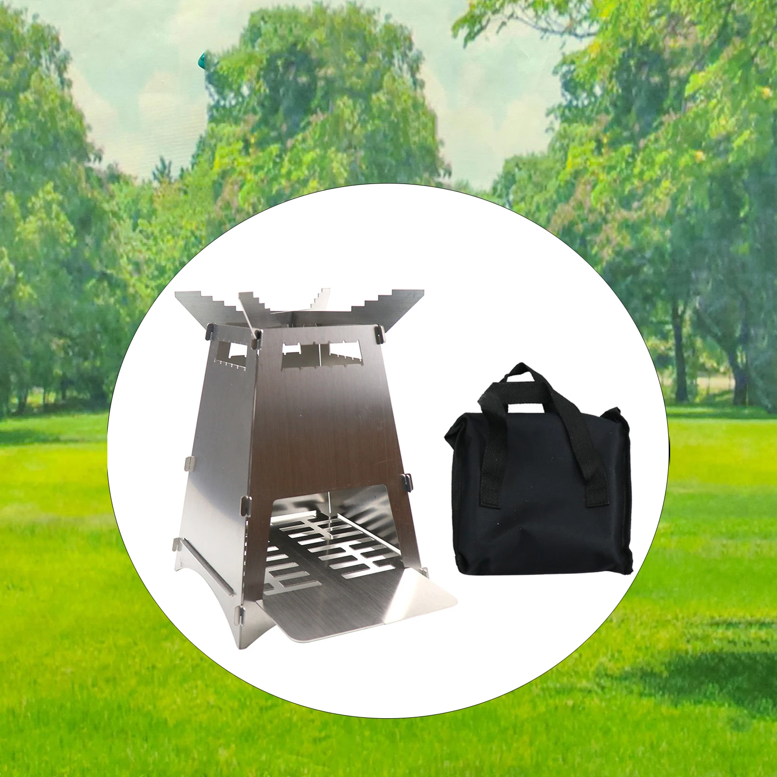 Collapsible Wood Stove Camping Picnic Backpacking Outdoor with Carry Bag