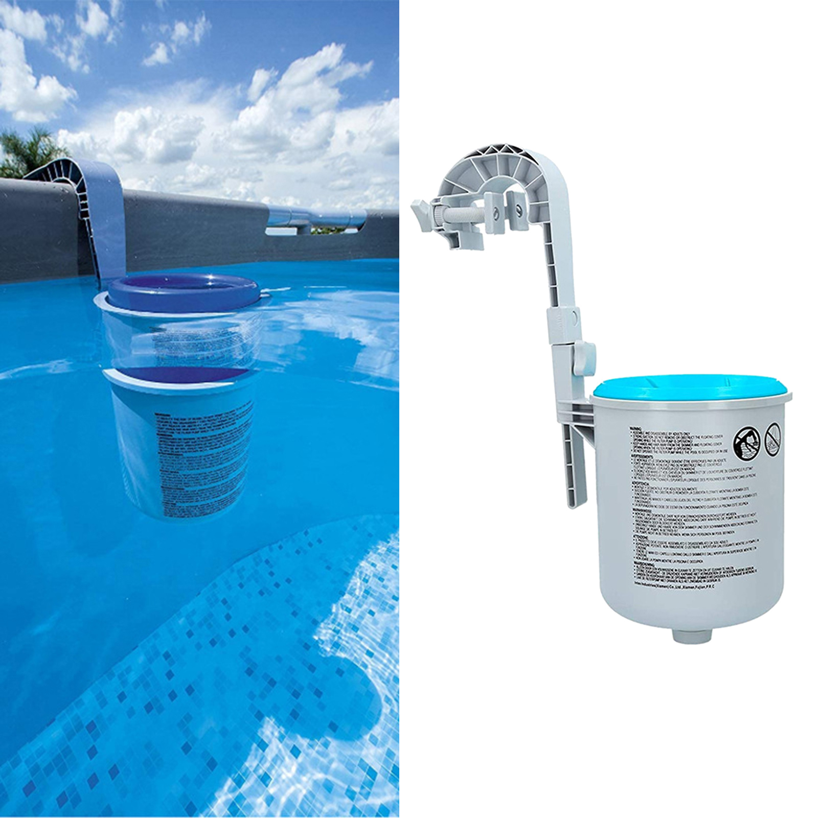 Pool Wall Mount Surface Skimmer Swimming Pool Flotation Extrator Clean Leaves Debris with Adjustable Stand