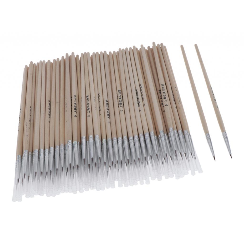 100x Wood Nylon Pointed Tips Brush Painting Coloring Pen For Oil Acrylic Art