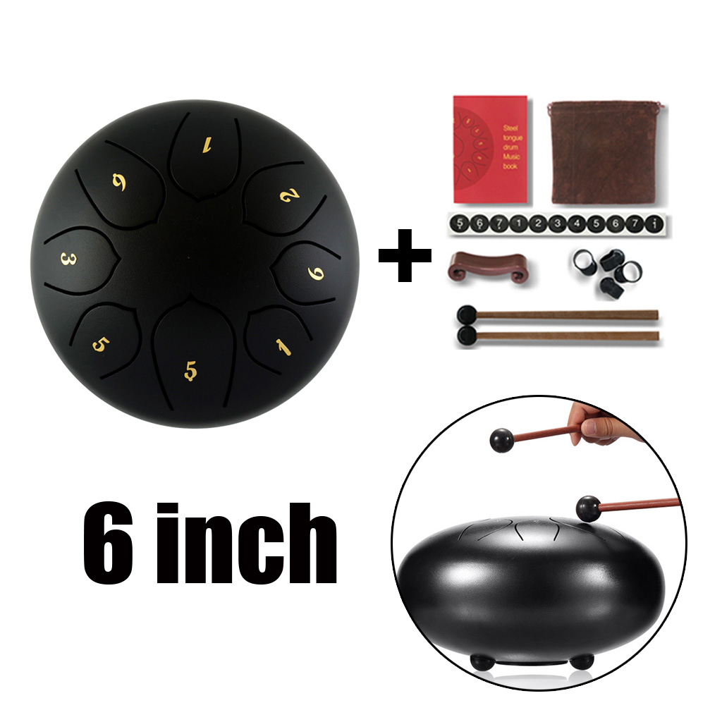 6 Inch Steel Tongue Drum C-Key 8 Notes Handpan Drum For Beginner Adult Kid