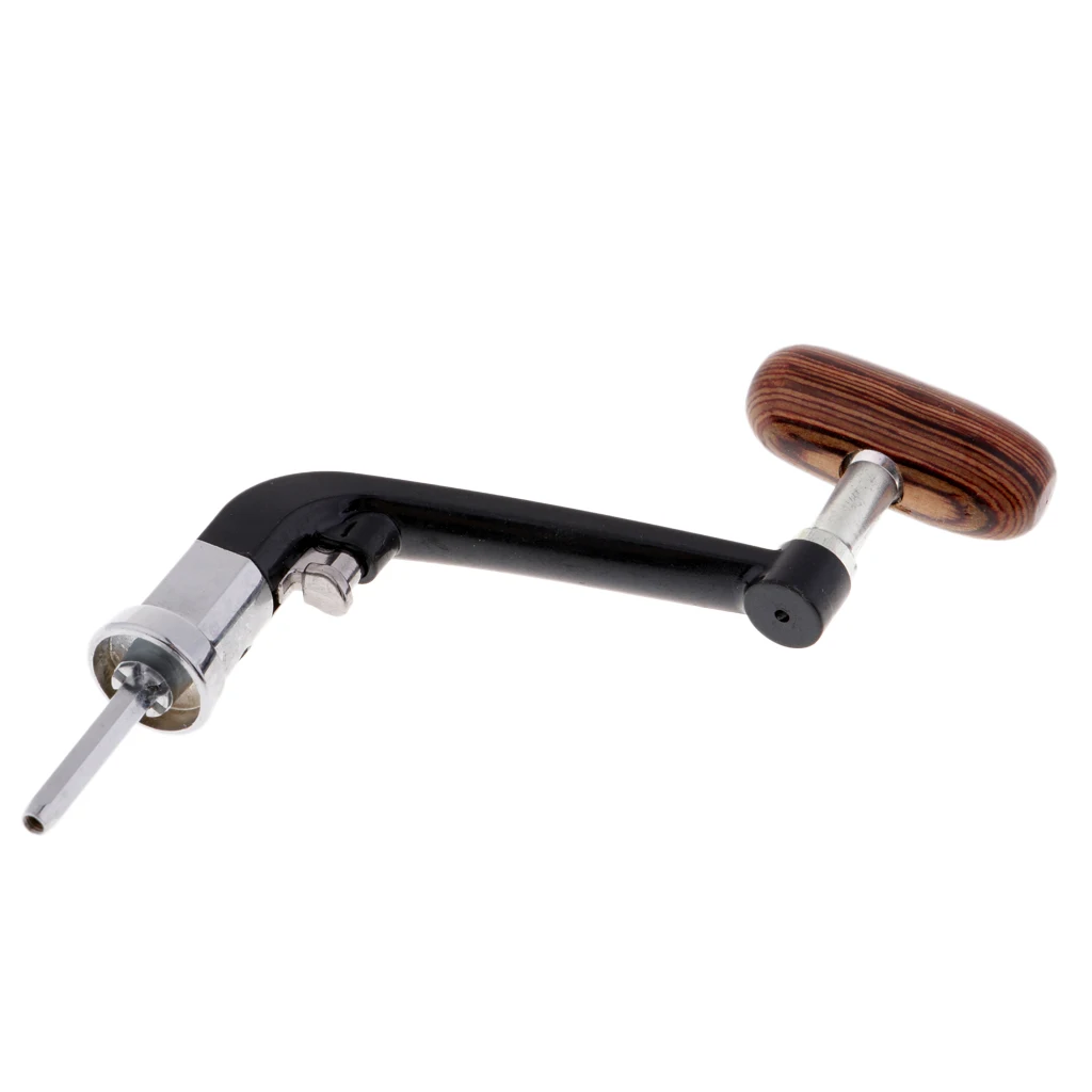 2pcs Metal & Wooden Power Handle Fishing Reel Crank Arm   Reel Handle for 5000-6000 Series