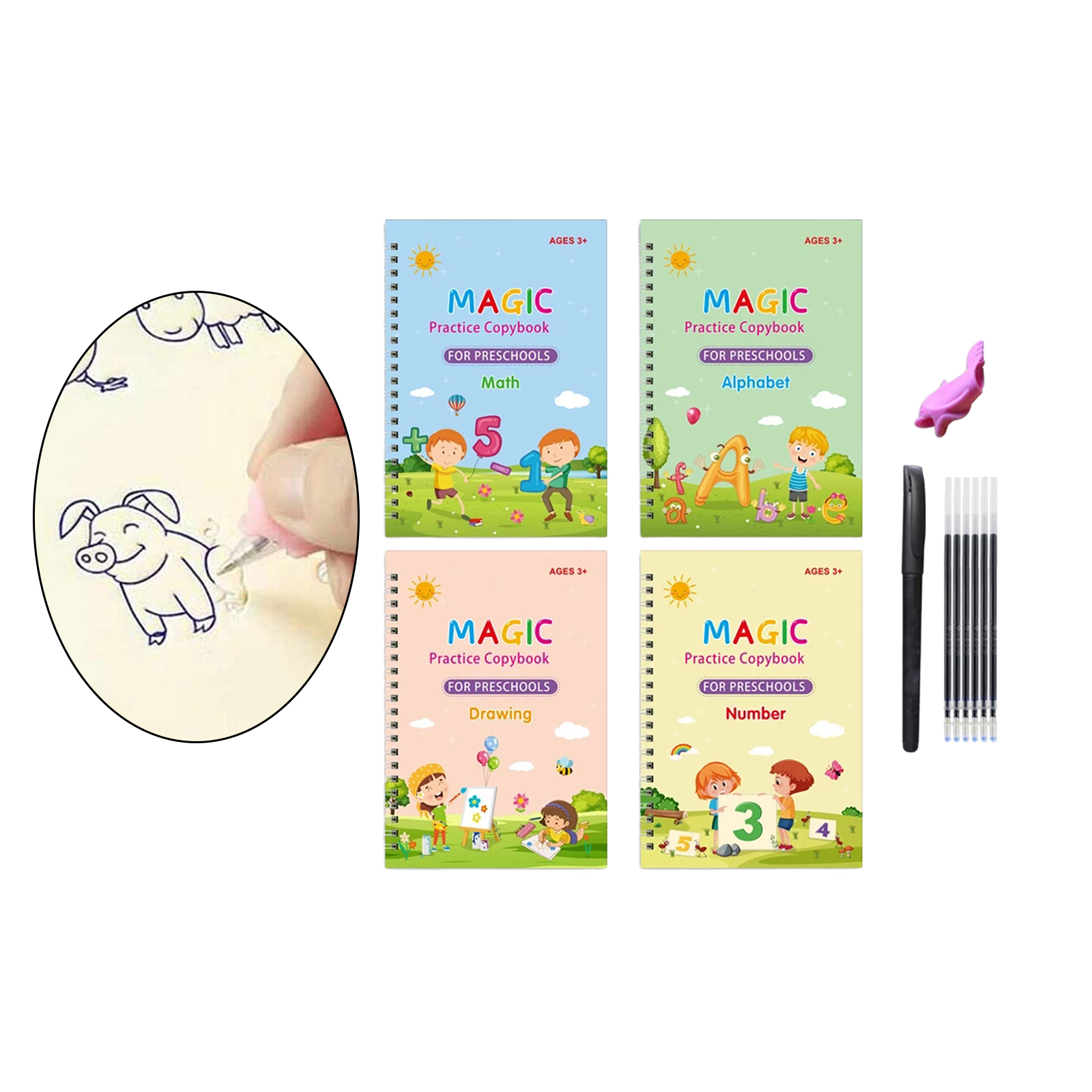 Kids Practice Copybook Reusable Handwrite Practic Calligraphy Copybooks Children Baby Kids Kindergarten Drawing Supplies
