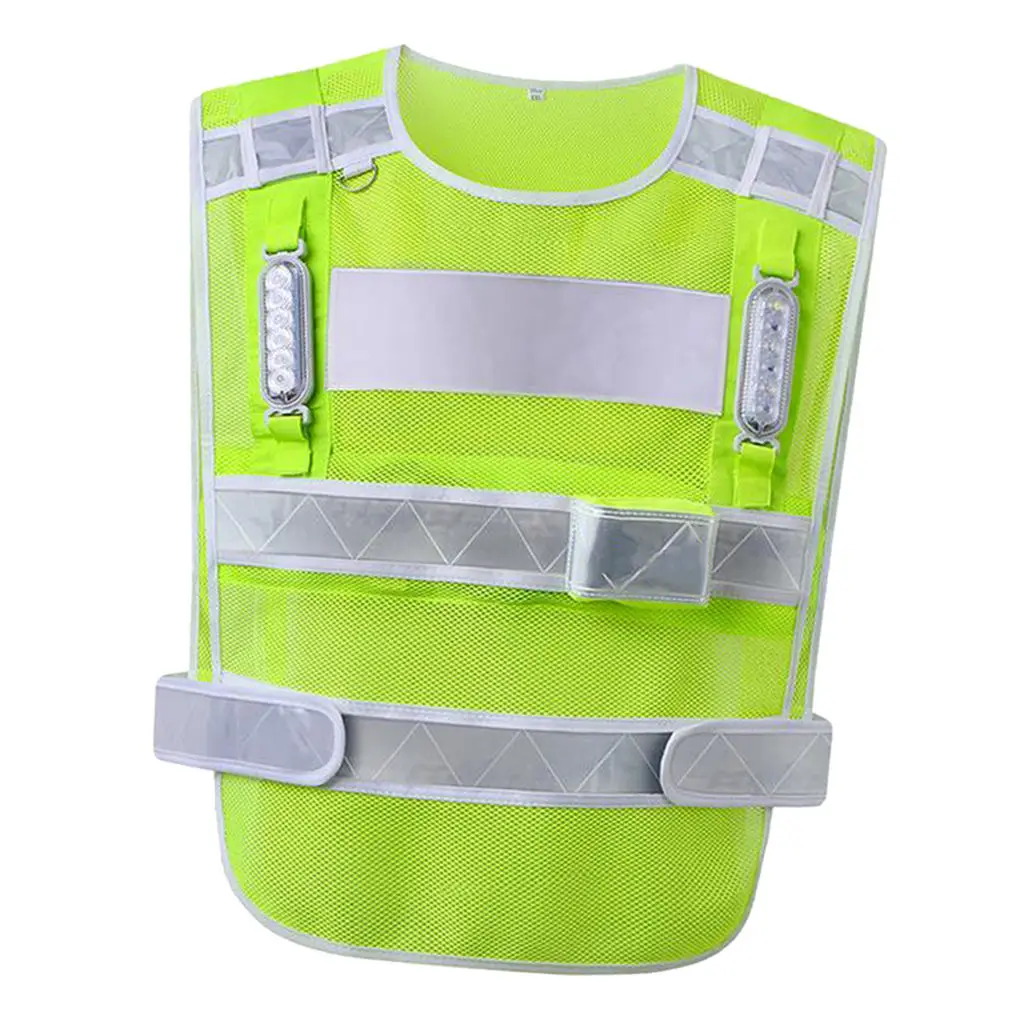 Green Reflective Safety Vest Woman Man Outdoor Running Worker Construction