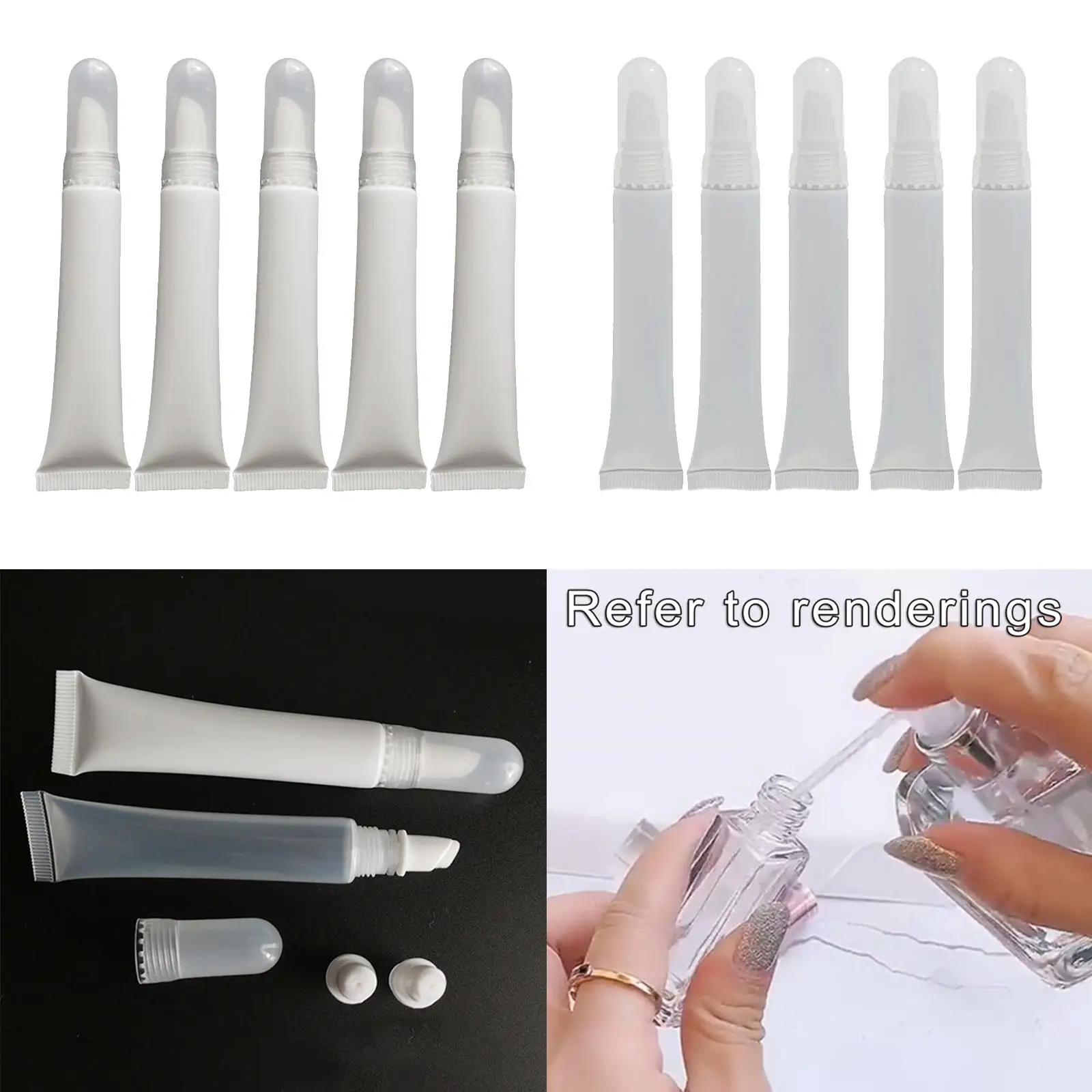 5-Pack Soft 10ml Plastic Empty Tubes Refillable Toiletry Lotion Containers for Traveling Reusable Home Use DIY Project Washable