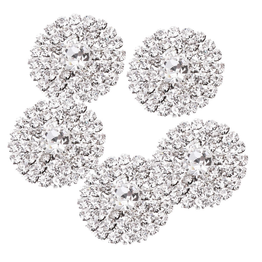 5 Pieces Rhinestone Shank Buttons for Sewing Scrapbooking Decoration Embellishment Silver 21mm