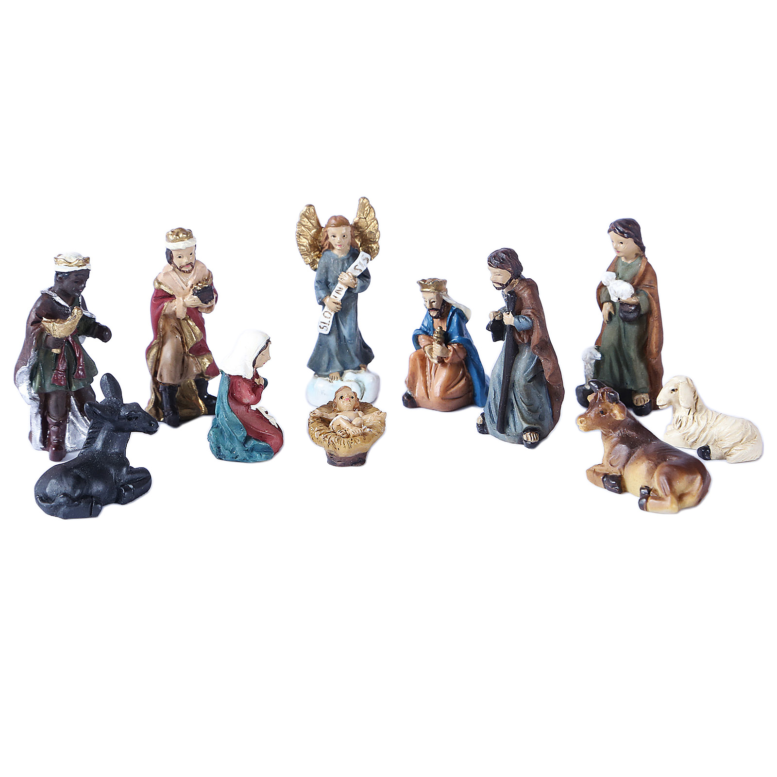 Colorful Nativity 11pc Set - Holy Family Birth of Jesus Figurine Christmas Home Decor Miniatures Ornament Church Xmas Gift